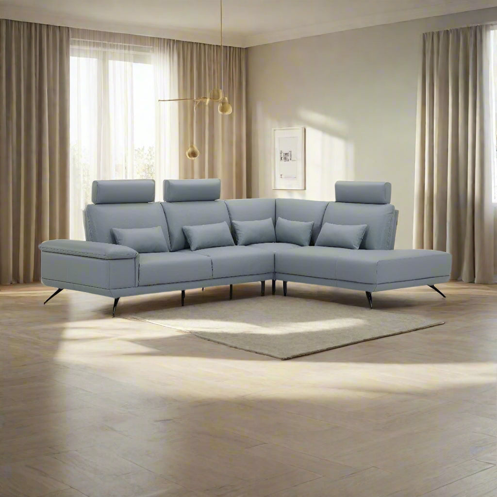 KUKA #KF.7036 Top-Grain Leather L-Shaped Sofa (M/SP) (I) picket and rail