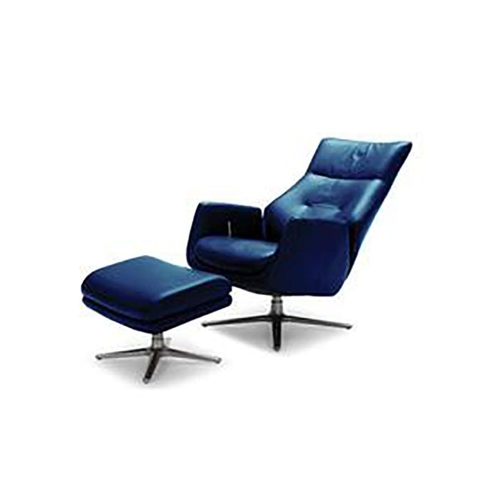 KUKA #KF.A001 Full Top Grain Leather Lounge Chair with Ottoman (O/NL Series) (I) picket and rail