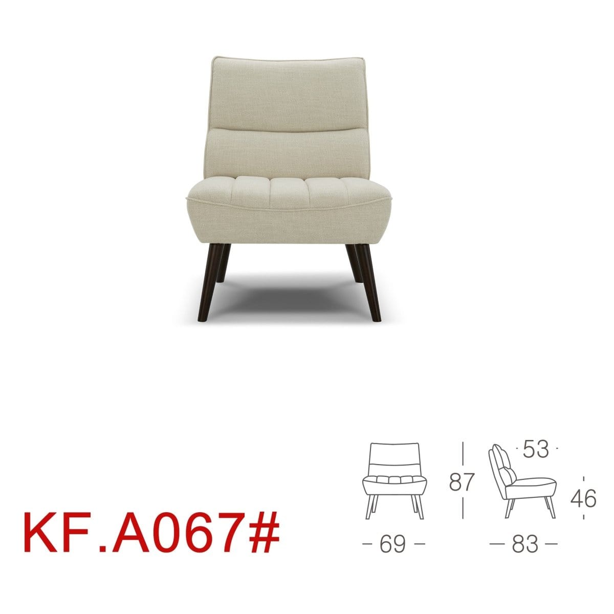 KUKA #KF.A067 Leather Lounge Chair (I) picket and rail