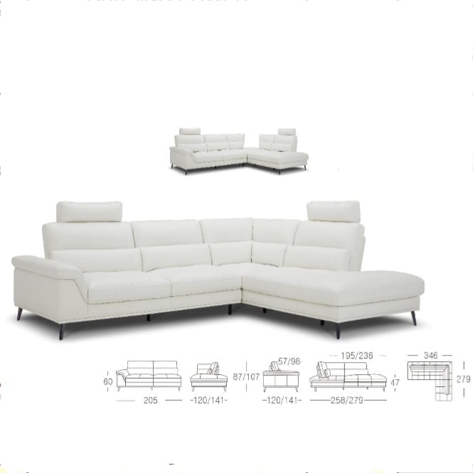 KUKA KFC1137 Full Leather L-Shaped Corner Sofa (I) picket and rail