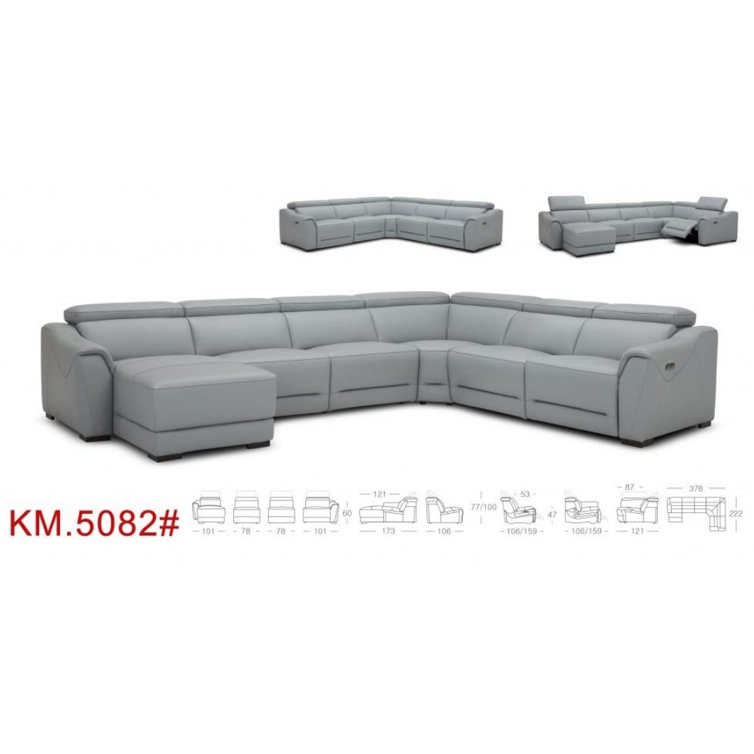 KUKA KM.5082 Leather Modular Electrical Recliner Sofa (Modular) (M Series) (I) picket and rail