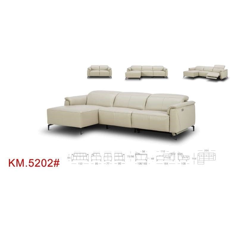 KUKA KM.5202 Full Leather Electrical Recliner Sofa (2/3/L-Seater) (M Series) (I) picket and rail