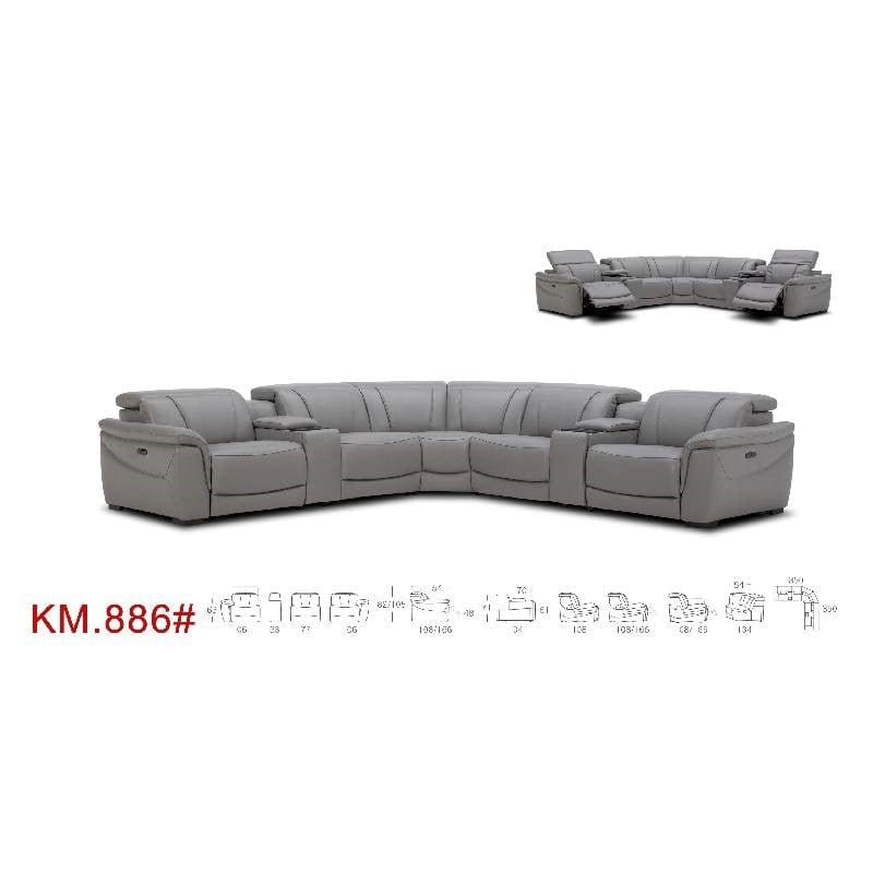 KUKA KM.886 Top Grain Leather Sofa with Zero Gravity (3S/L-Seater) (M-Series) (I) picket and rail