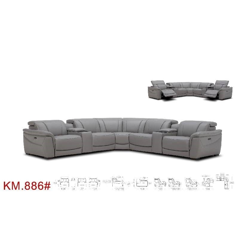 KUKA KM.886 Top Grain Leather Sofa with Zero Gravity (3S/L-Seater) (M-Series) (I) picket and rail