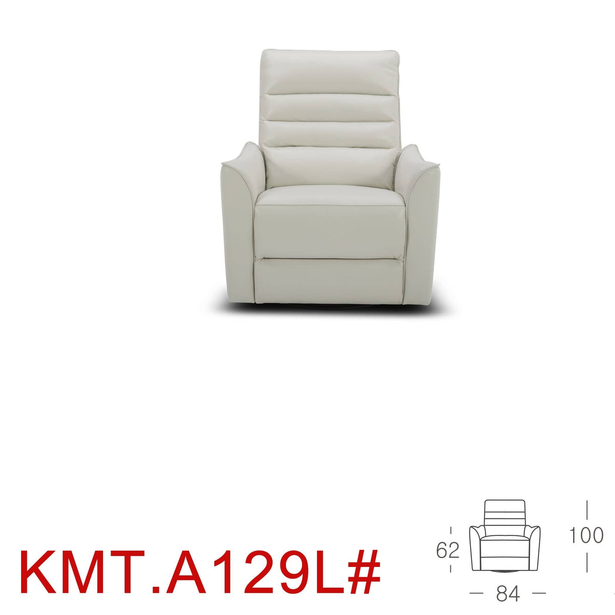 KUKA KMT.A129L Top Grain Leather 1 Seater Recliner Sofa picket and rail