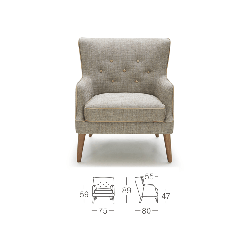 KUKA Lounge Arm Chair A978 - Full Top Grain Leather/Fabric picket and rail