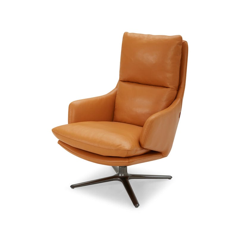 KUKA Lounge Chair KF.A029 - Full Top Grain Leather/Fabric picket and rail
