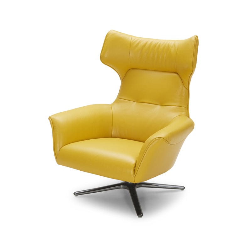 KUKA Lounge Swivel Chair A1021 - Full Top Grain Leather/Fabric picket and rail