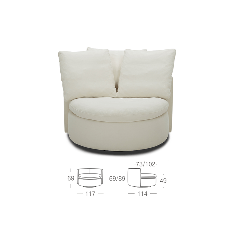 KUKA Lounge Swivel Chair KF.A1073 - Fabric picket and rail