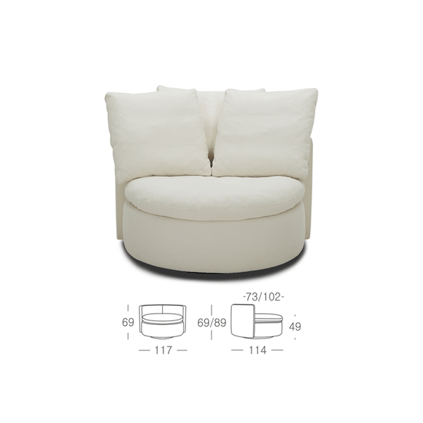 KUKA Lounge Swivel Chair KF.A1073 Fabric Picket&Rail Custom