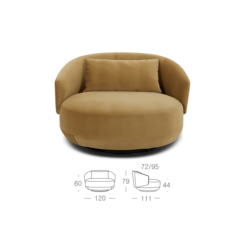 KUKA Lounge Swivel Chair KF.A1095 - Fabric picket and rail