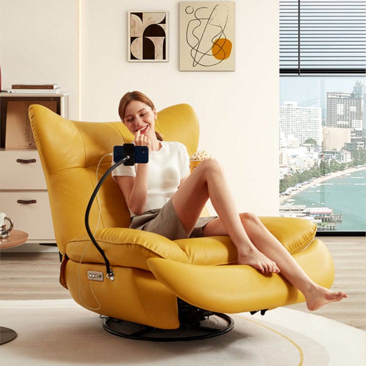 KUKA #PTAM012 1-Seater Minimalist Design Top Grain Leather Electric Massage Rocking Recliner (Factory Direct) picket and rail