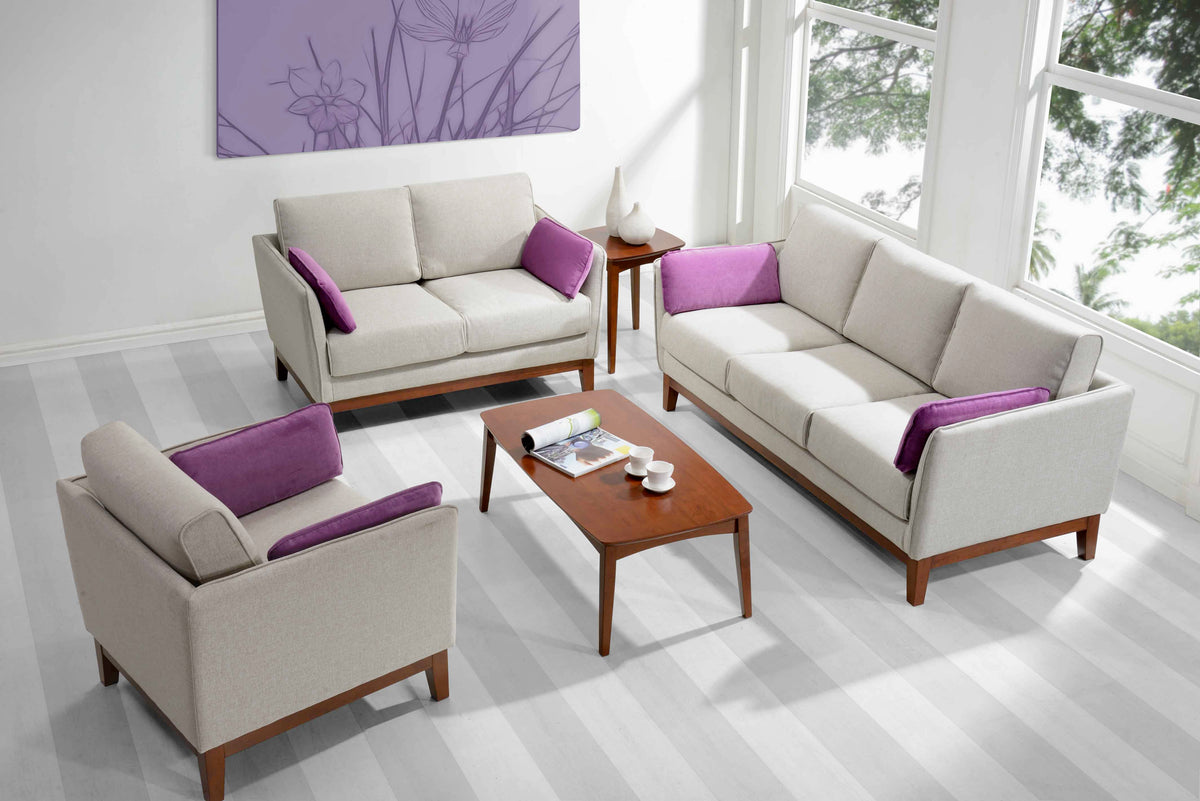 KYOTO 2-Seater Fabric-Upholstered Sofa picket and rail