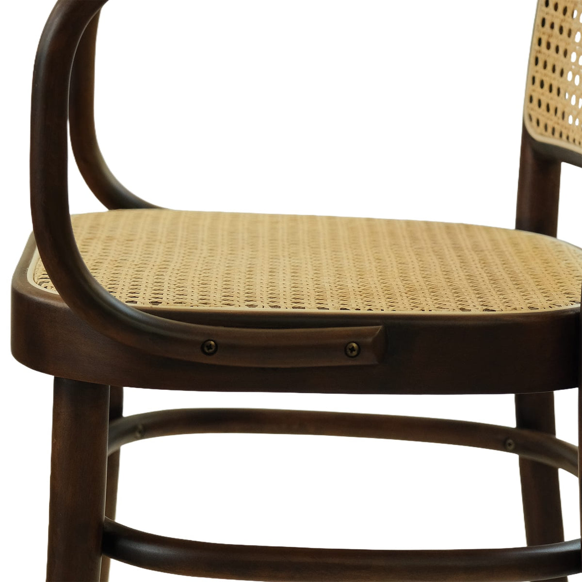 Kyoto Armchair (CH81B) Vintage Woven Cane Solid Wood American Beech Bentwood Armchair - Walnut/Oak/Black picket and rail
