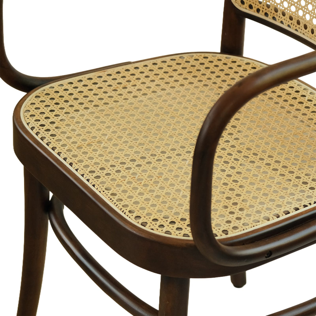 Kyoto Armchair (CH81B) Vintage Woven Cane Solid Wood American Beech Bentwood Armchair - Walnut/Oak/Black picket and rail