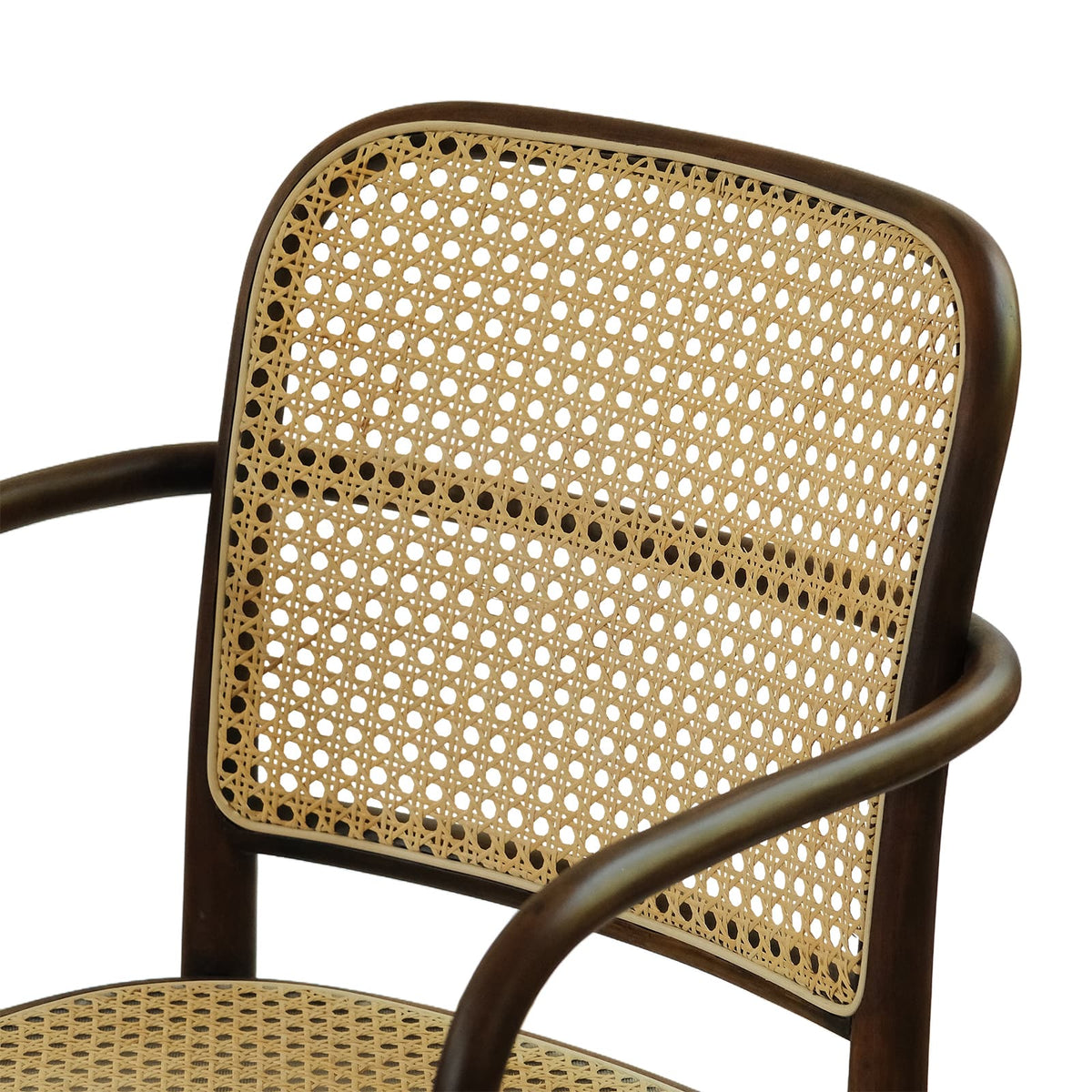 Kyoto Armchair (CH81B) Vintage Woven Cane Solid Wood American Beech Bentwood Armchair - Walnut/Oak/Black picket and rail