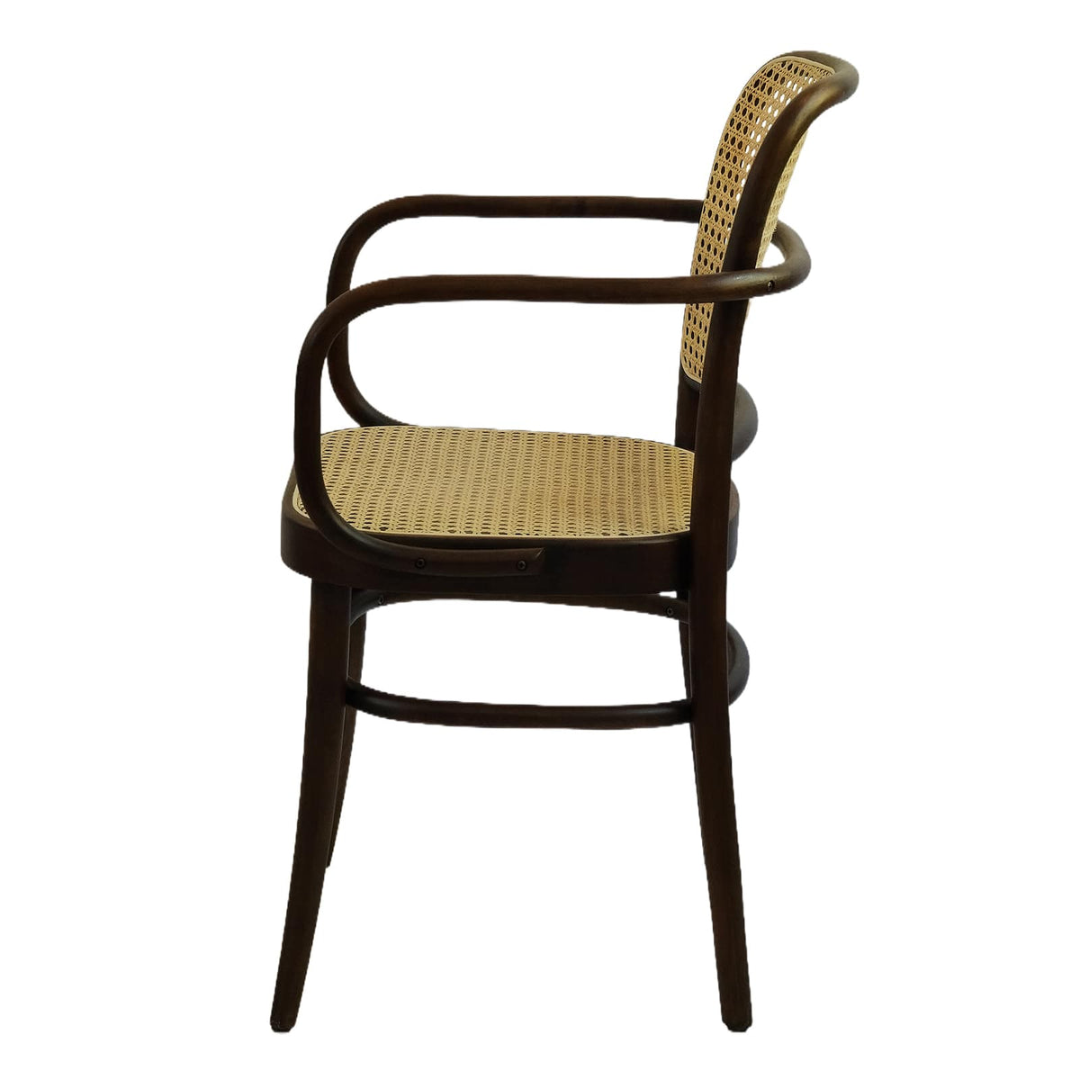 Kyoto Armchair (CH81B) Vintage Woven Cane Solid Wood American Beech Bentwood Armchair - Walnut/Oak/Black picket and rail