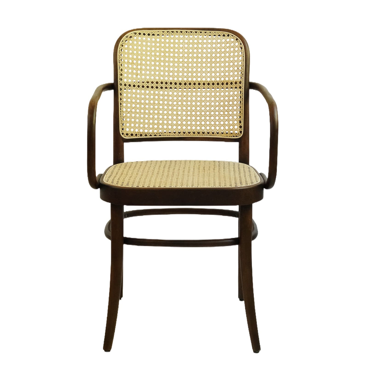 Kyoto Armchair (CH81B) Vintage Woven Cane Solid Wood American Beech Bentwood Armchair - Walnut/Oak/Black picket and rail
