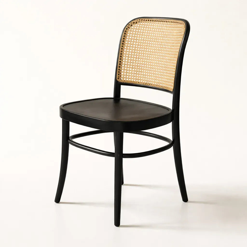 Kyoto (CH81A) Vintage Woven Cane Solid Wood American Beech Bentwood Chair - Walnut/Oak/Black picket and rail