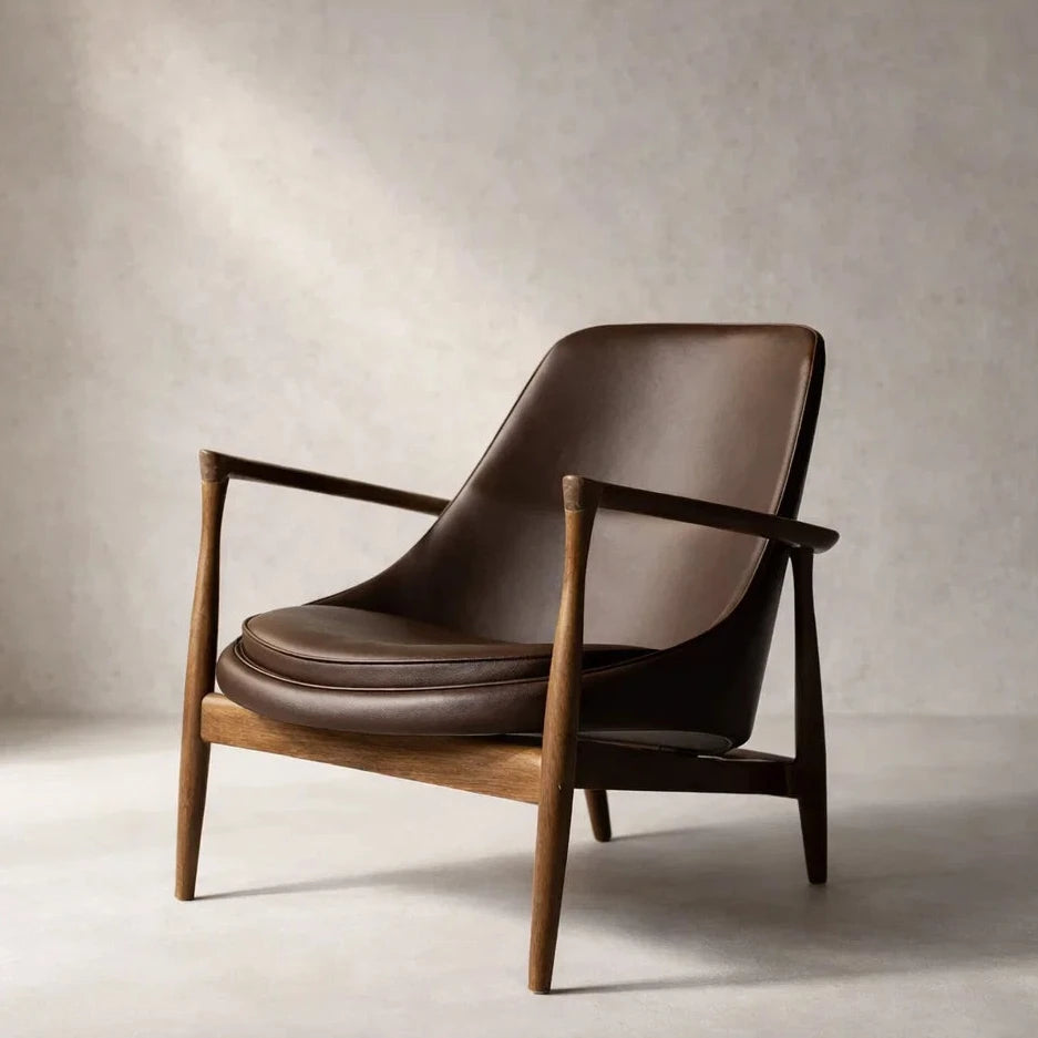 Lily CH6205 Custom Mid Century Solid Wood Lounge Chair | Solid American Oak