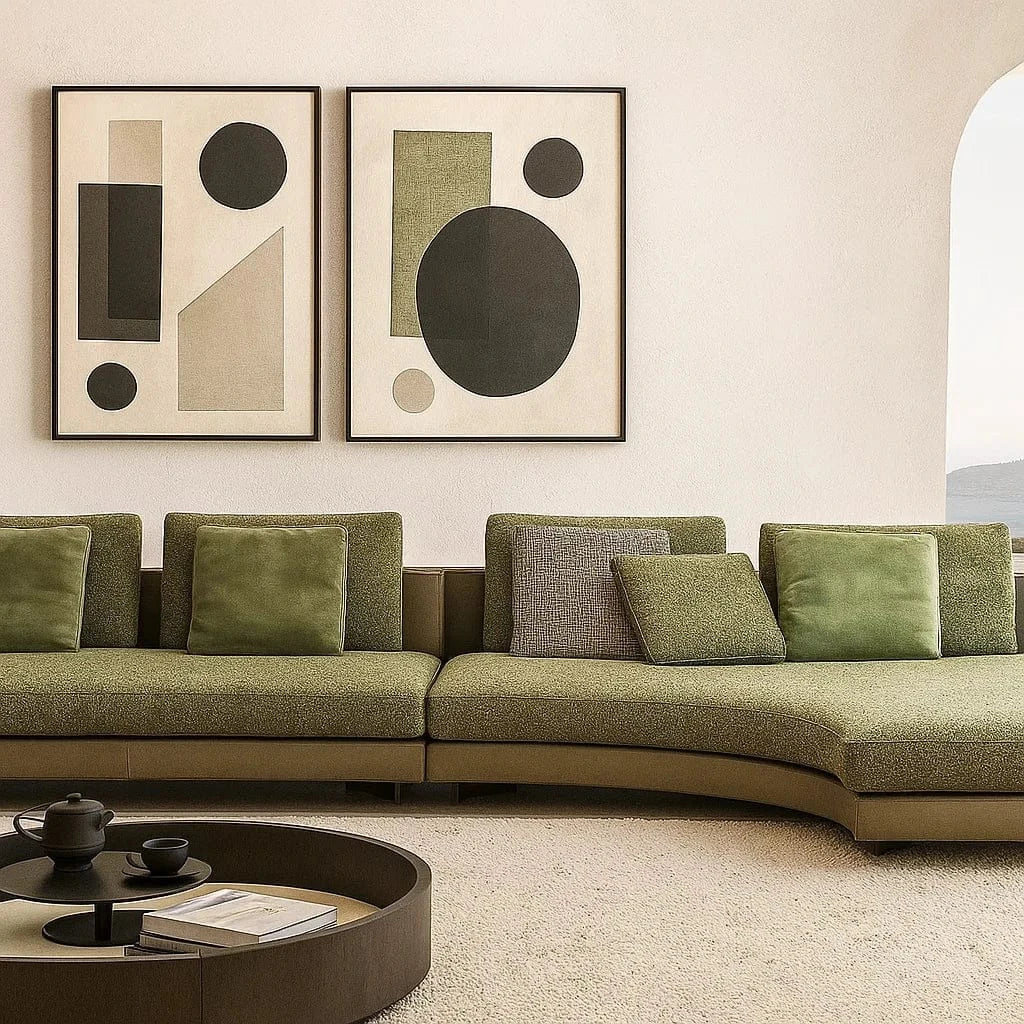 Lindale (SF12018)- Italian Minimalist Custom Sofa Bespoke in Leather & Fabric picket and rail