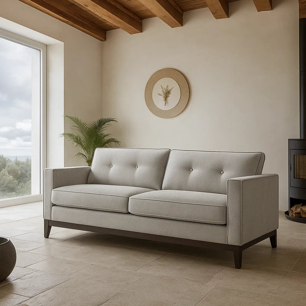 Linden 3-Seater Sofa (Hazel Green Cushion) Fabric-Upholstered Wooden Sofa picket and rail