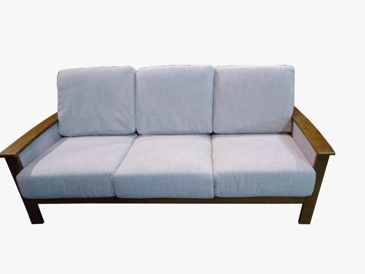 LOAN - 3-Seater Solid Wood Frame with Fabric Cushion Sofa (IT-969LC) picket and rail