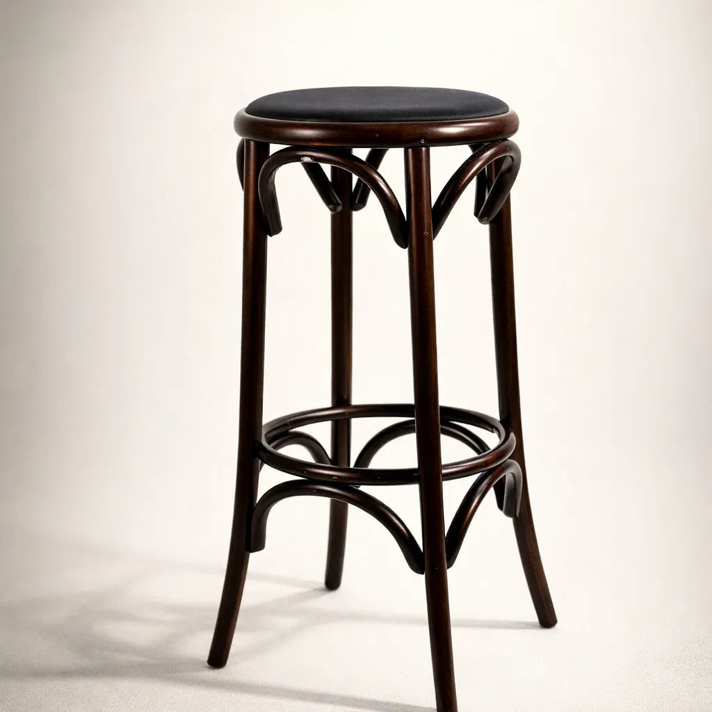 Luna Bar Stool (HM60-4) French Design Solid Wood American Beech Bentwood Dining Chair - Walnut/Oak/Black picket and rail