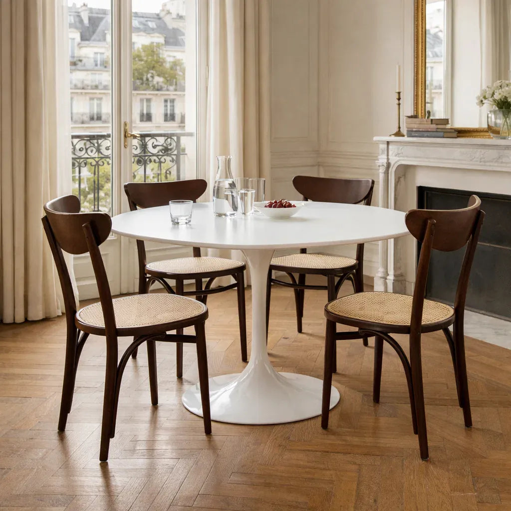 Luna (CH86A) Curved Back Solid Wood American Beech Bentwood Dining Chair - Walnut/Oak/Black picket and rail