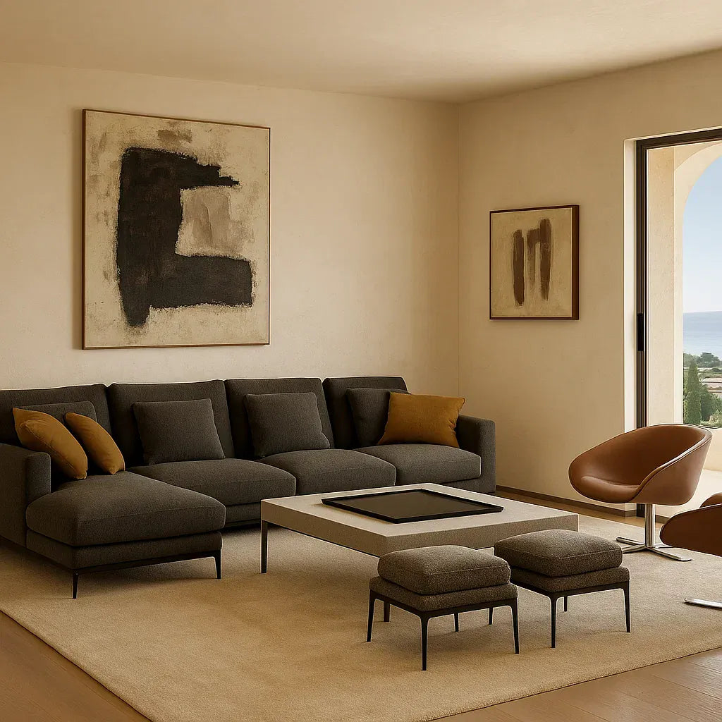 Lusso (SF-12044) - Italian Minimalist Custom Sofa Bespoke in Leather & Fabric picket and rail