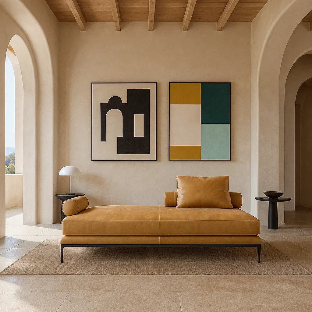 Lusso (SF-12044) - Italian Minimalist Custom Sofa Bespoke in Leather & Fabric picket and rail