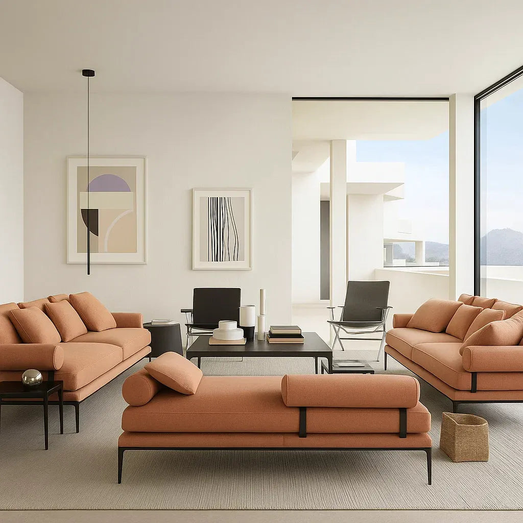 Lusso (SF-12044) - Italian Minimalist Custom Sofa Bespoke in Leather & Fabric picket and rail