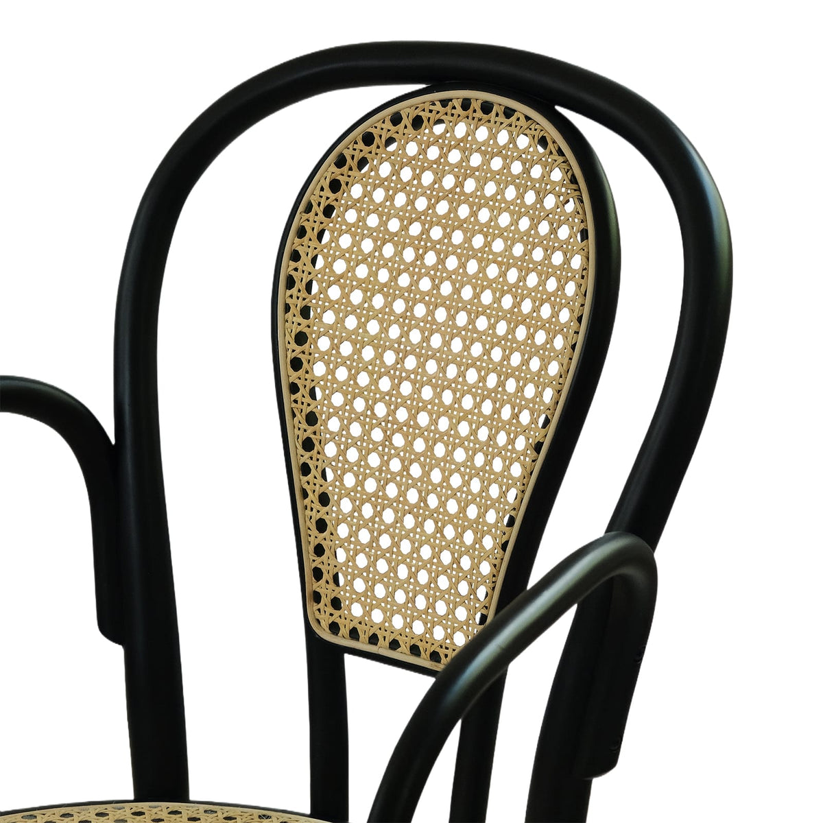 Lyon Armchair (CH18B-R) with Rattan Back Parisian Style Solid Wood American Beech Bentwood Dining Chair - Walnut/Oak/Black picket and rail