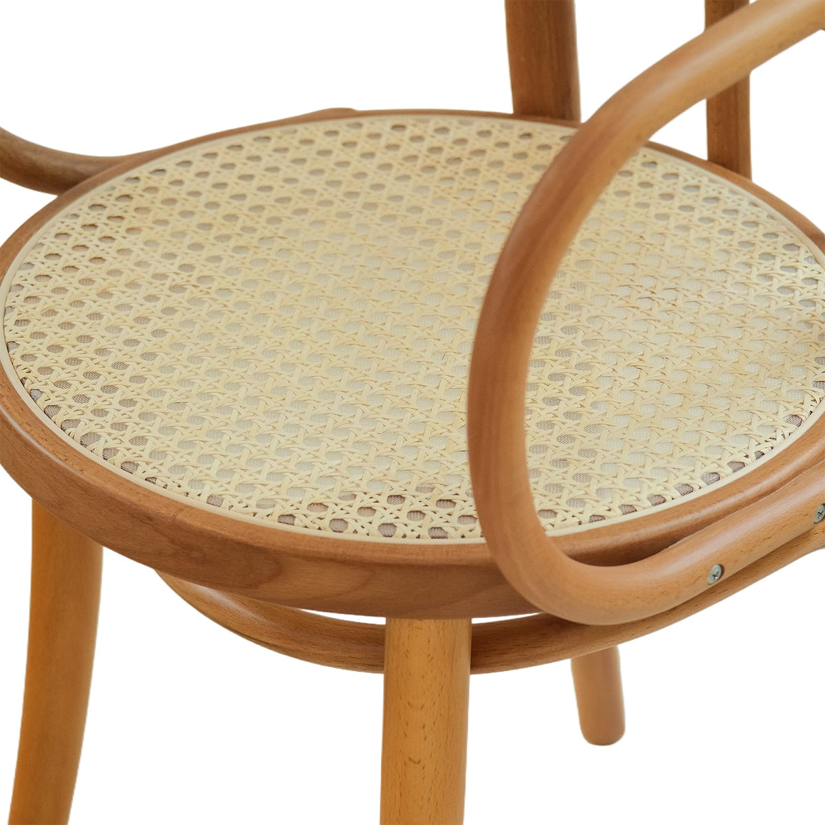 Lyon Armchair (CH18B-R) with Rattan Back Parisian Style Solid Wood American Beech Bentwood Dining Chair - Walnut/Oak/Black picket and rail