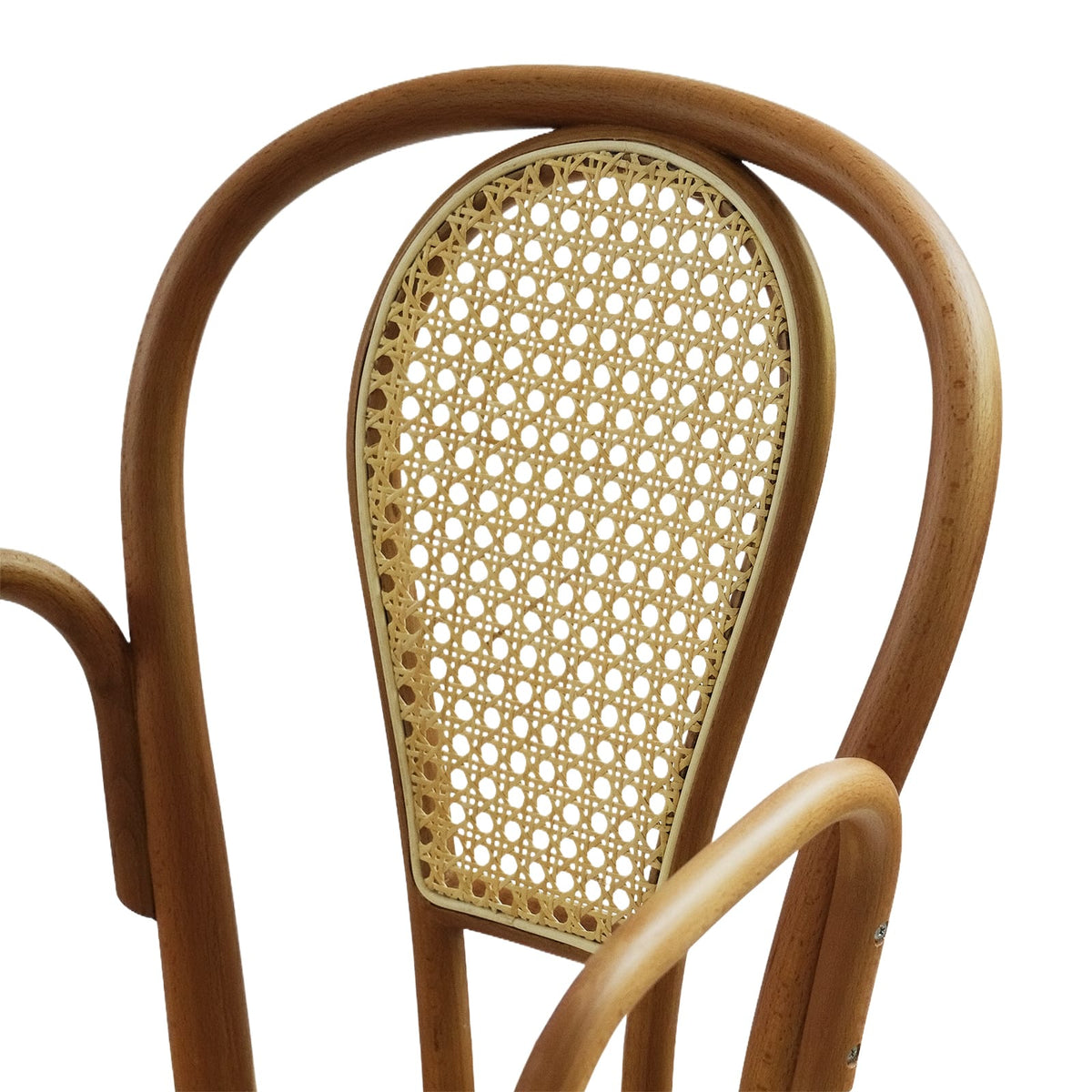 Lyon Armchair (CH18B-R) with Rattan Back Parisian Style Solid Wood American Beech Bentwood Dining Chair - Walnut/Oak/Black picket and rail