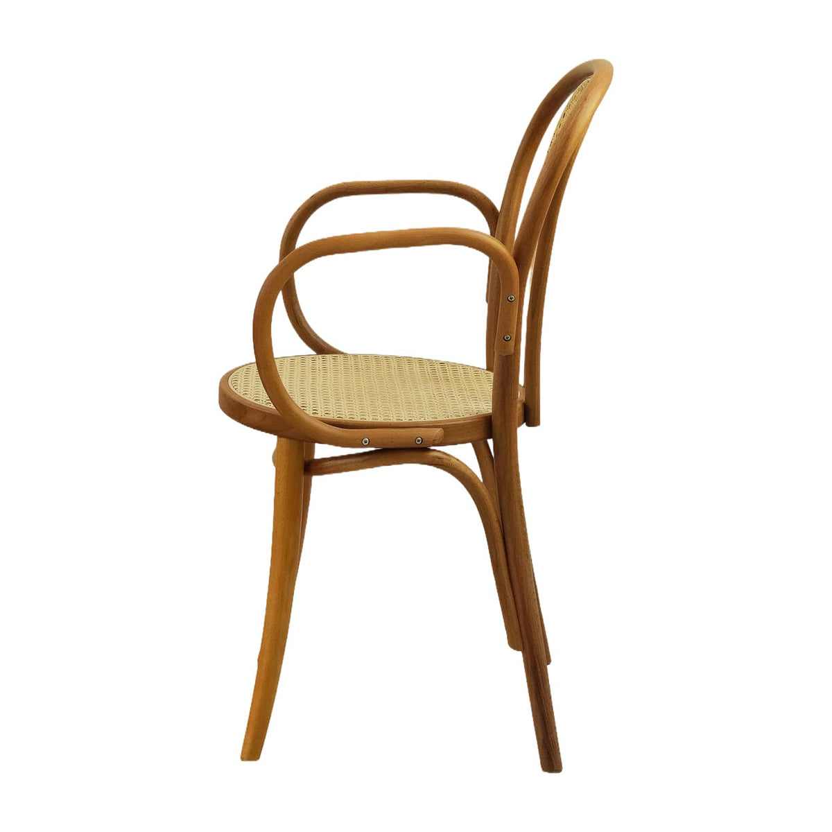 Lyon Armchair (CH18B-R) with Rattan Back Parisian Style Solid Wood American Beech Bentwood Dining Chair - Walnut/Oak/Black picket and rail