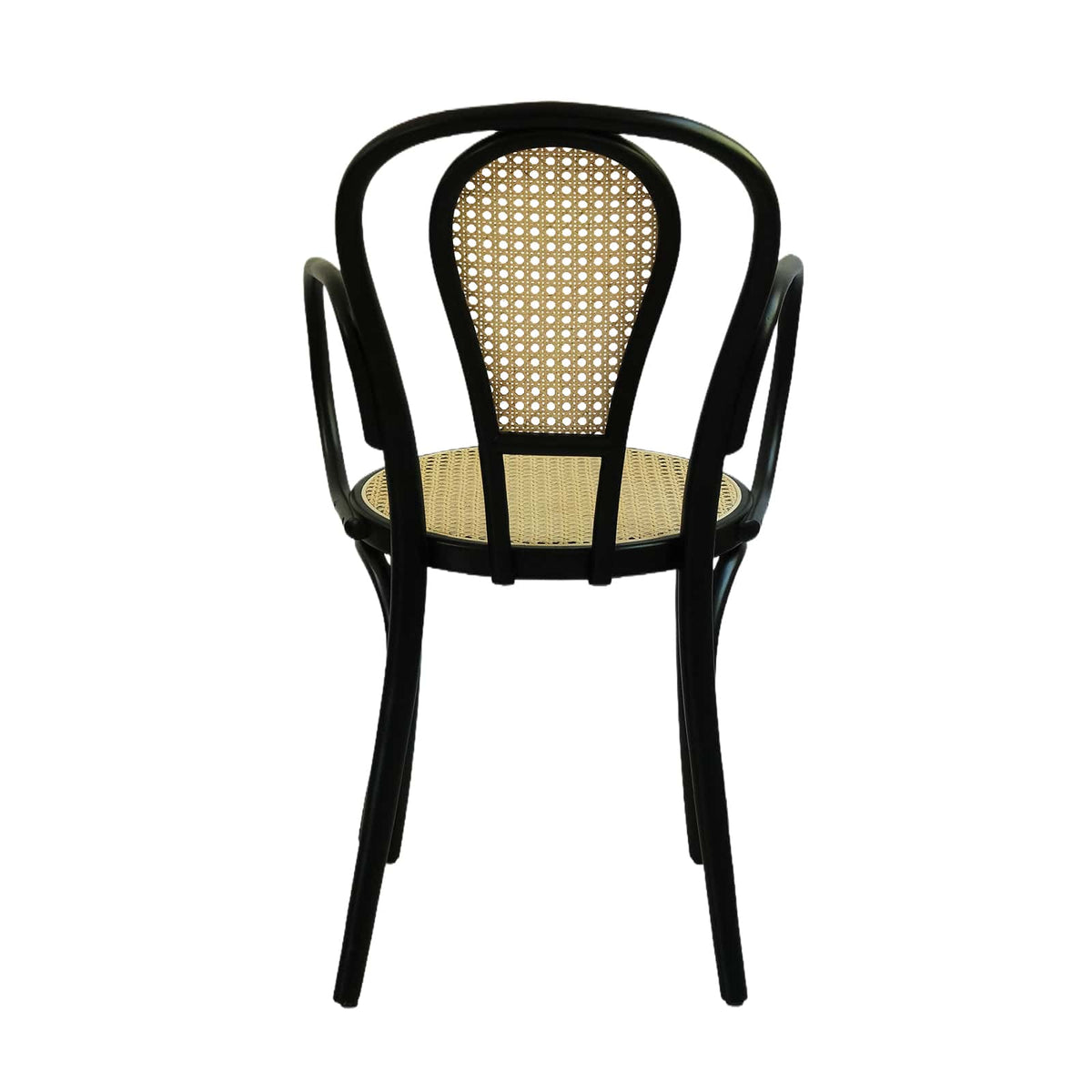 Lyon Armchair (CH18B-R) with Rattan Back Parisian Style Solid Wood American Beech Bentwood Dining Chair - Walnut/Oak/Black picket and rail