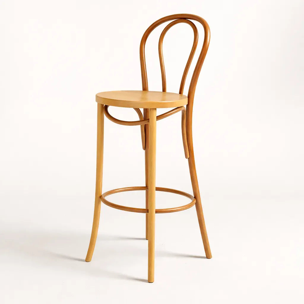 Lyon Bar Chair (BS18A) Parisian Style Solid Wood American Beech Bentwood Bar Chair - Walnut/Oak/Black picket and rail