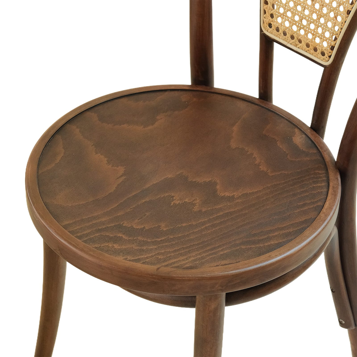 Lyon (CH18A-R) with Rattan Back Parisian Style Solid Wood American Beech Bentwood Dining Chair - Walnut/Oak/Black picket and rail