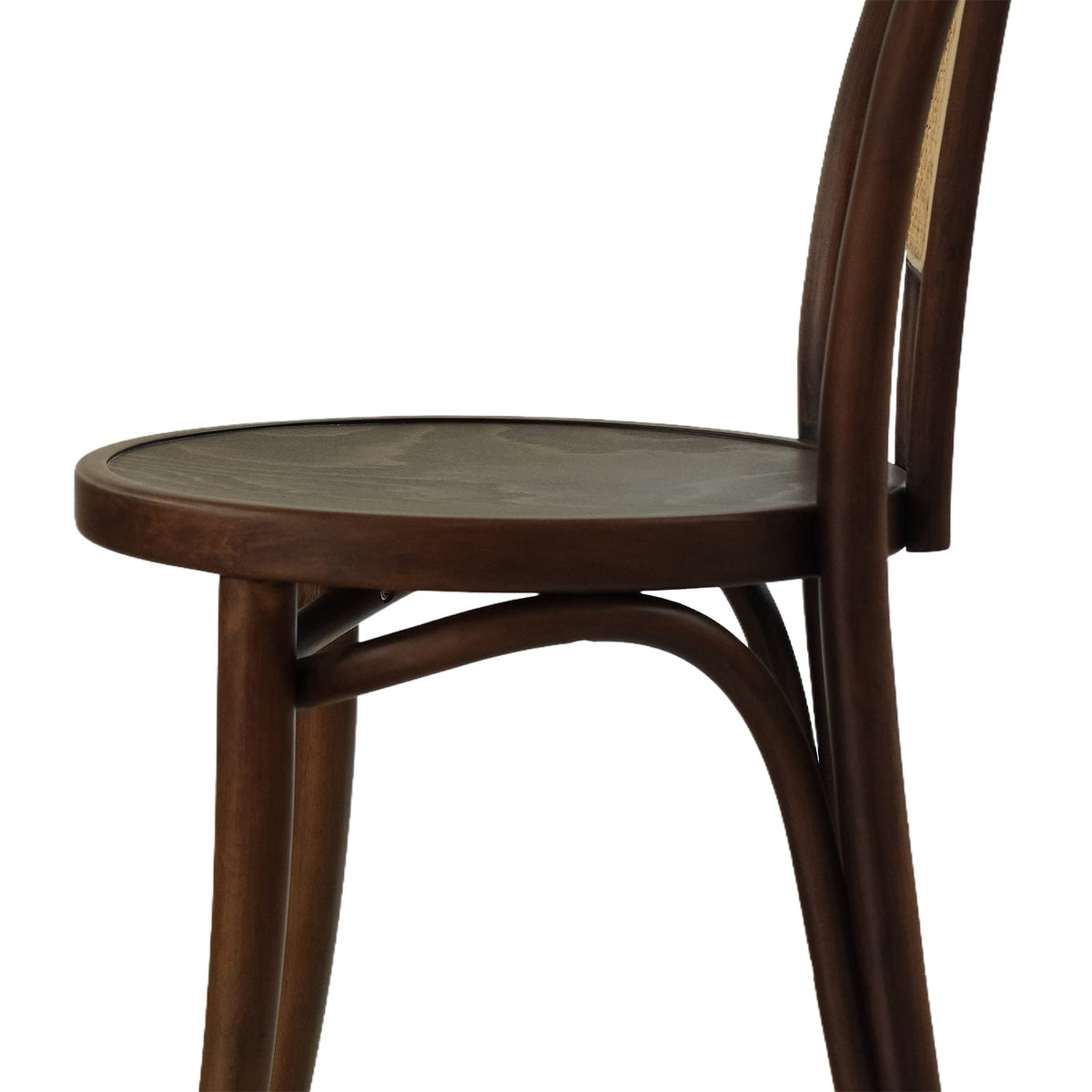 Lyon (CH18A-R) with Rattan Back Parisian Style Solid Wood American Beech Bentwood Dining Chair - Walnut/Oak/Black picket and rail
