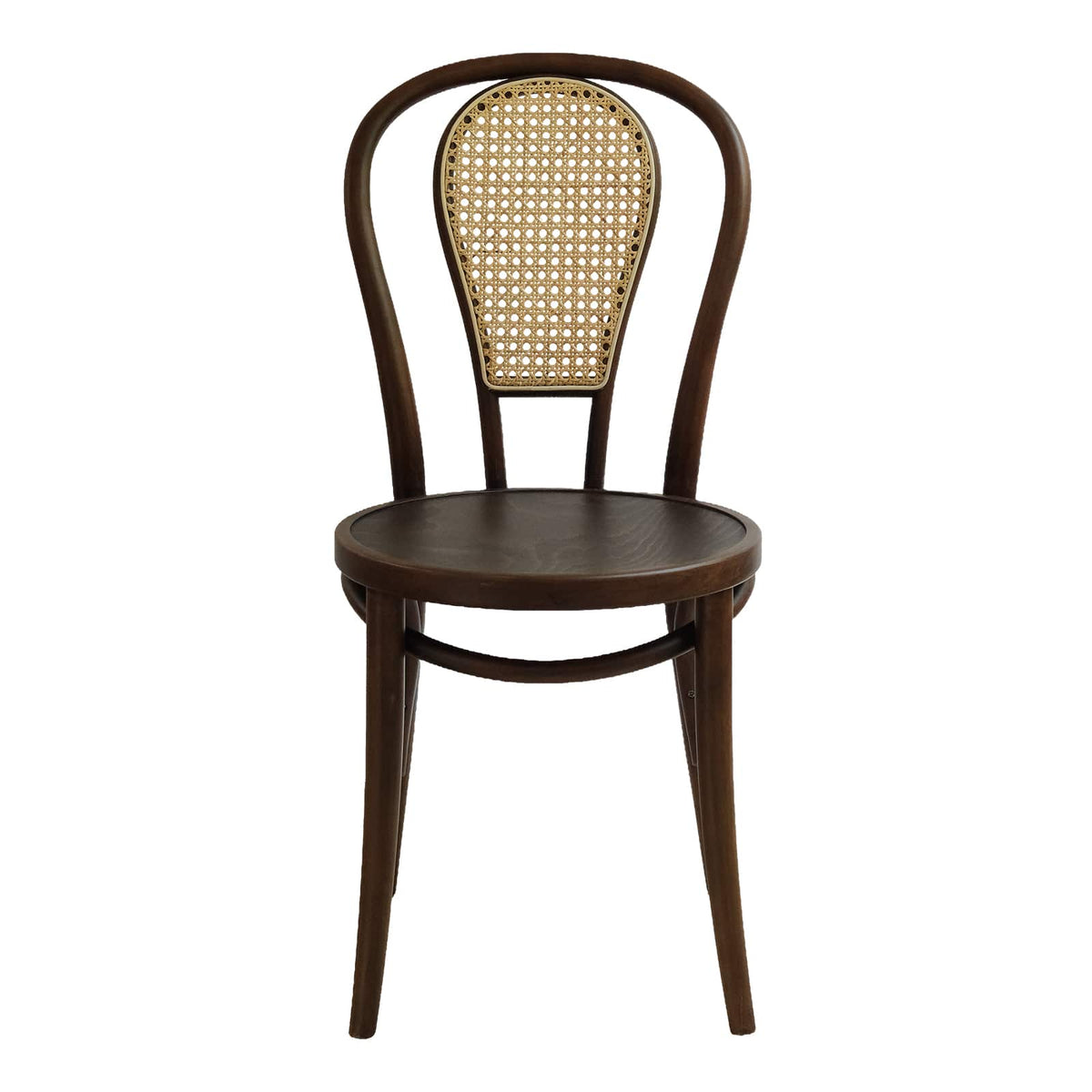 Lyon (CH18A-R) with Rattan Back Parisian Style Solid Wood American Beech Bentwood Dining Chair - Walnut/Oak/Black picket and rail