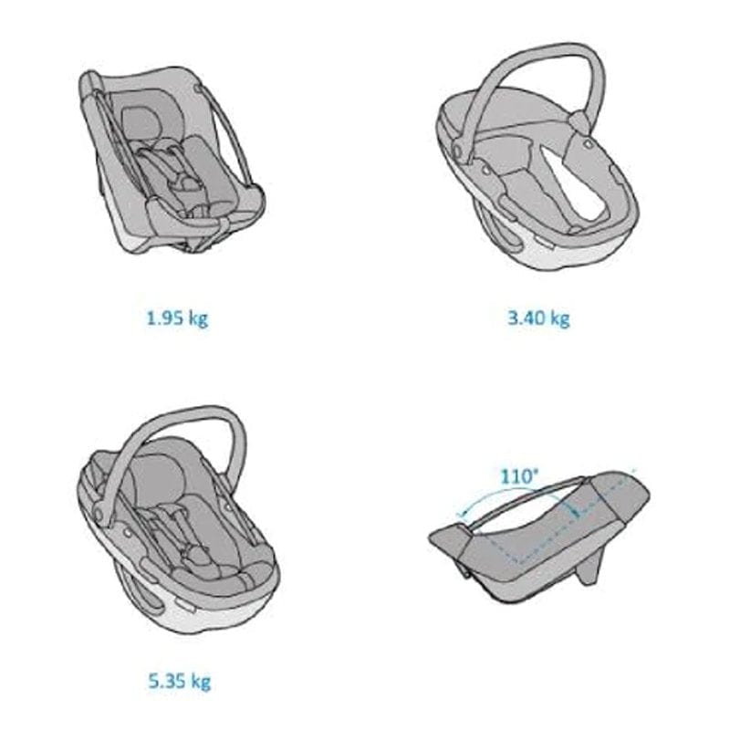 Maxi Cosi Coral 360 Rotation iSize Baby Car Seat (40-75cm) (0-12kg) picket and rail