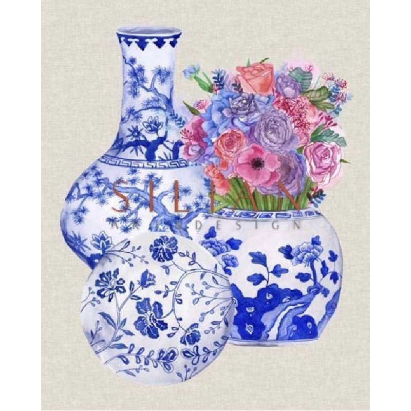 Mellissa Wang -  Delft Blue Vases II (160747Z) picket and rail