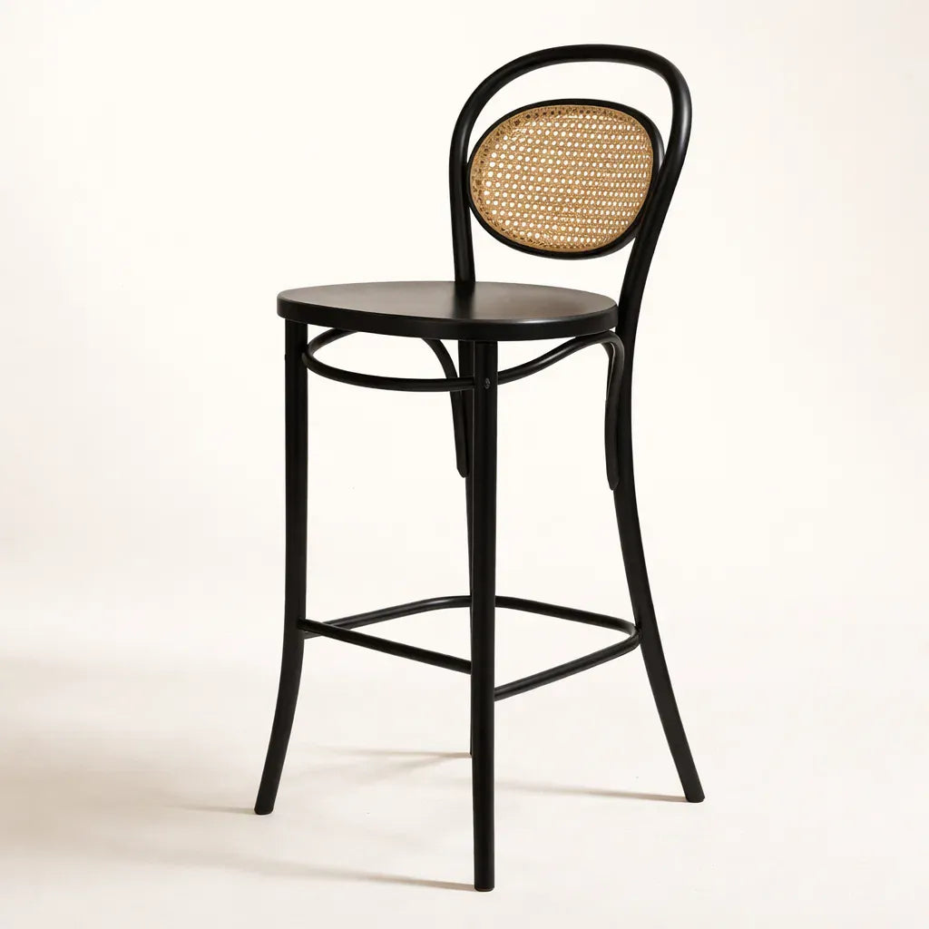 Munich Bar Chair (BS20A) Austrian Design Solid Wood American Beech Bentwood Dining Chair - Walnut/Oak/Black picket and rail