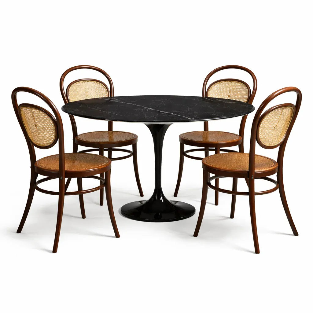 Munich (CH20A) Austrian Design Solid Wood American Beech Bentwood Dining Chair - Walnut/Oak/Black picket and rail