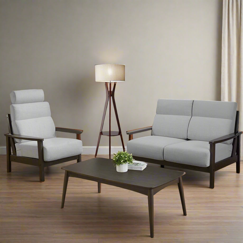 Nashville 1/2/3-Seater Fabric-Upholstered Wooden Sofa - Walnut (IT-11931LC) picket and rail