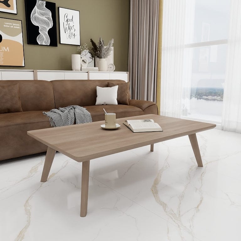 Norya 1.2m Solid Wood Custom Coffee Table - German White Oak (XZFA01) picket and rail
