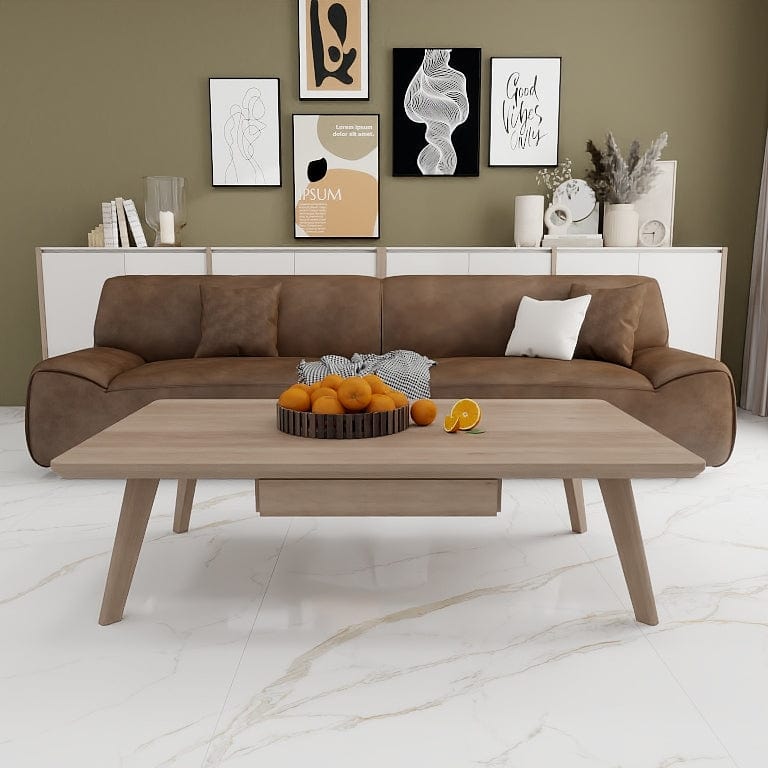 Norya 1.2m Solid Wood Custom Coffee Table - German White Oak (XZFA03) picket and rail