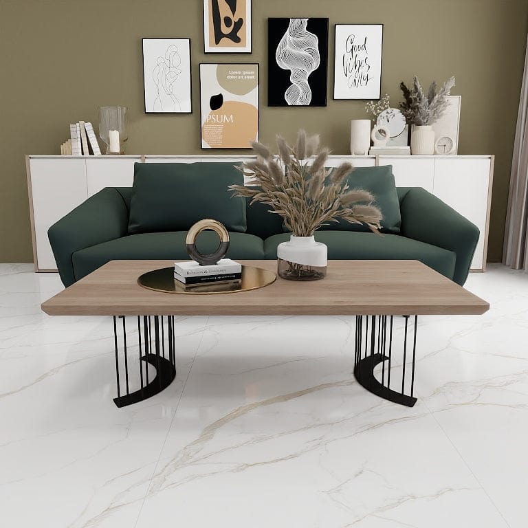 Norya 1.2m Solid Wood Custom Coffee Table - German White Oak (XZFC02) picket and rail