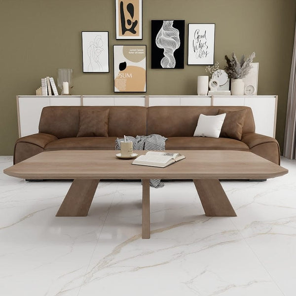 Norya 1.45m Solid Walnut & Oak Wood Custom Coffee Table - German White ...